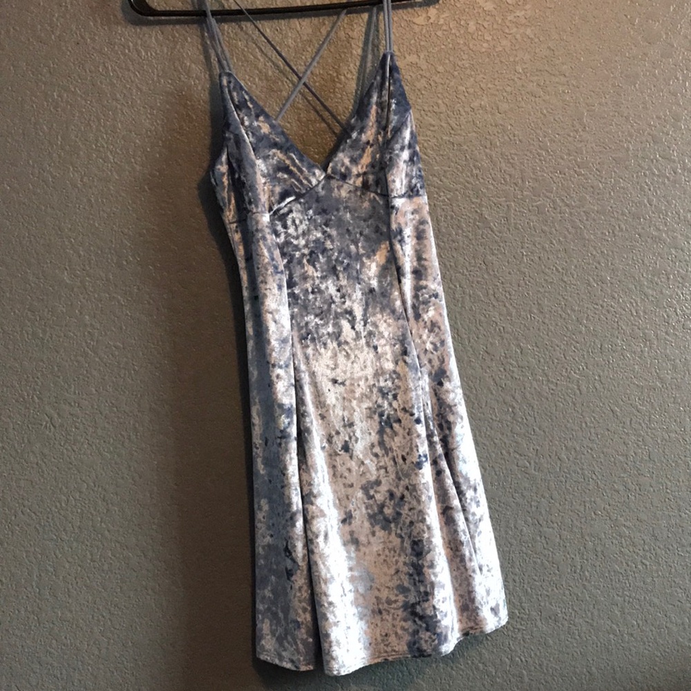 SUEDE BLUE STRAP DRESS